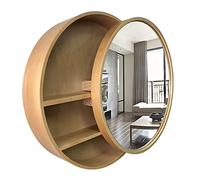Feng Shui Round Bathroom Mirror CabinetGold 70cm27.6 Stylish WallMounted Storage Perfect for Home Decor & Organization Modern Design for Any Bathroom