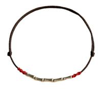 Feng Shui Silver Anklet Red String Lucky Handmade Tibetan Buddhist Chinese Good Luck Anklet Adjustable Unisex,Brown,Anklet
