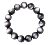 Feng Shui Silver Sheen Obsidian Wealth Bracelet - Natural Healing Crystal for Men & Women - Chakra Healing Amulet for Prosperity and Good Luck(16mm)