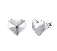 Feng Shui， Simple Heart Love Earrings Sterling Silver Post for Women Stud Triangle Girlfriend