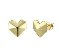 Feng Shui， Simple Heart Love Earrings Sterling Silver Post for Women Stud Triangle Girlfriend