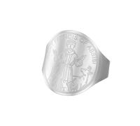 Feng Shui， Size Adjustable Ring Saint Francis of Assisi Patron Saint of Animals and Nature Stainless Steel Pet Protection Medal Catholic Jewelry for Men and Women