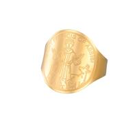 Feng Shui， Size Adjustable Ring Saint Francis of Assisi Patron Saint of Animals and Nature Stainless Steel Pet Protection Medal Catholic Jewelry for Men and Women