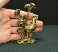 Feng Shui Small Pure Copper Brass Cock Chicken Ornaments`