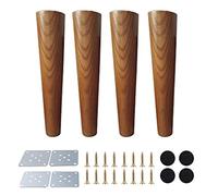 Feng Shui， Solid Wood Furniture Legs,4pcs Wooden Sofa Legs,Table Legs, Replacement Straight Tapered Furniture Feet with Mounting Plates& Screw&Anti-Slip Mats,for Couch Chair Bed Tea Cabinet (10cm/4in)