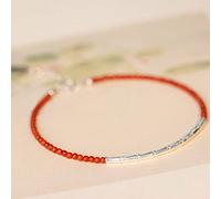 Feng Shui South Red Agate Silver Charm Reiki Crystal Chakra Adjustable Good Luck for Women