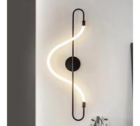 Feng Shui， Spiral LED Wall Lamp Linear Wall Sconce Creative Snake-shape Home Decor Lighting Fixture 12W, Black/Gold Indoor Long LED Wall Sconces For Bedroom Living Room Hallway