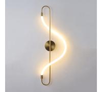 Feng Shui， Spiral LED Wall Lamp Linear Wall Sconce Creative Snake-shape Home Decor Lighting Fixture 12W, Black/Gold Indoor Long LED Wall Sconces For Bedroom Living Room Hallway