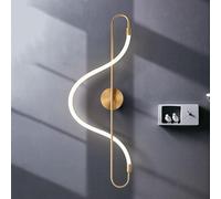 Feng Shui， Spiral LED Wall Lamp Linear Wall Sconce Creative Snake-shape Home Decor Lighting Fixture 12W, Black/Gold Indoor Long LED Wall Sconces For Bedroom Living Room Hallway