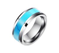 Feng Shui， Stainless Steel Ring for Men, Promise Rings for Men Comfort Fit Size J to Z 8mm Turquoise Ring Silver