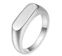 Feng Shui， Stainless Steel Rings for Women, Promise Rings for Men Comfort Fit Size L to T Silver Rectangle Signet Ring 6mm