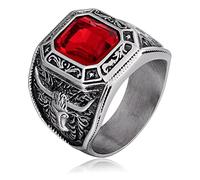 Feng Shui， Stainless Steel Rings Men; Men Ring Personalised Size N 1/2 to X 1/2 Solitaire Ring with Bull Pattern