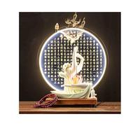 Feng Shui Statue Buddha Statue Ornament with Wooden Heart Scripture Lamp Ring Set Feng Shui Ornament Sculpture ornaments