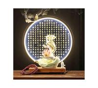 Feng Shui Statue Buddha Statue Ornament with Wooden Heart Scripture Lamp Ring Set Office Foyer Living Room Ornament Sculpture ornaments