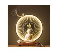 Feng Shui Statue Ceramic Feng Shui Ornament with Buddhist Scripture Lamp Circle Living Room Office Buddha Statue Ornament Sculpture ornaments