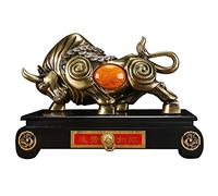 Feng Shui Statue,Cow Statue with Base Bronze oxFinish Figurine，Desktop decorations,artwork Worth Collecting/The for Financial Investors Tabletop Statue
