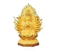 Feng Shui Statue Golden Thousand Hands Guanyin Sculpture Sitting Lotus Bodhisattva Ornaments Zen Buddha Statue Feng Shui Ornaments to Bless Peace Sculpture ornaments