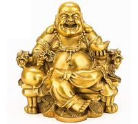 Feng Shui Statue Laughing Buddha on Emperor`S Dragon Chair Ornament God of Wealth Figurines Sculptures Home Decor Gifts,A