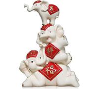 Feng Shui Statue,Statue Elephant Decorations For Home, Elephant Father And 2 Calves Playing On The Back Sculpture, Family Figurine Decoration Gifts Blessing Gift