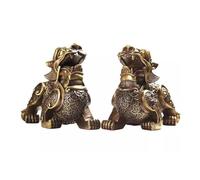 Feng Shui Table Statue 1 Pair of Copper Ornaments Living Room Home Office Desktop Decorations Fortune Feng Shui Ornaments Buddha Decoration (Size : XS)