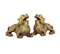 Feng Shui Table Statue 1 Pair of Pure Copper Ornaments Office Living Room Study Attract Wealth Decorations to Feng Shui Buddha Decoration (Size : L)