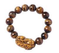 Feng Shui Tiger Eye Mascot Bracelet for Wealth and Luck | Attract Money Talisman | Auspicious Decor(14mm)