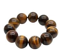 Feng Shui Tiger Eye Wealth Bracelet - Attract Money Luck Talisman, 20mm Beaded Crystal Bracelet for Prosperity and Good Fortune