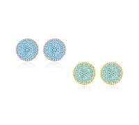 Feng Shui， Tiny Turquoise Stone Stud Post Earring Sterling Silver Gemstone 6.6 MM Round Girl Women