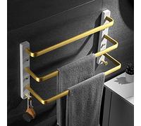 Feng Shui, Towel Racks,Towel Holder Towel Rail for Bathroom, Marble Punch- Hand Towel Holder, Light Bathroom Towel Rail, Double-Bar Three-Bar Brushed Bath Towel Holder/60Cm Double/a