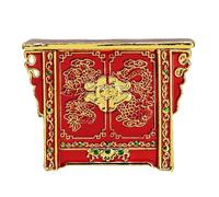 Feng Shui Treasure Chest With Double Dragon Red Decorative Alloy Ornament w5650-red
