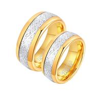Feng Shui， Tungsten Carbide Rings Sets for Couples, His and Hers Rings Personalized Silver Gold Ring 8mm Size L 1/2 to Size N 1/2