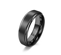 Feng Shui， Tungsten Steel Rings for Women, Mens Promise Rings Engraved Size N to Z Black Brushed Ring 6-10mm