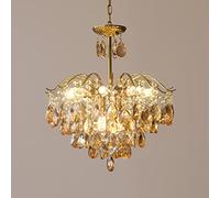 Feng Shui， Vintage Crystal Raindrop Chandelier Pendant Light, LED Modern Crystal Luxury Ceiling Light E14 Crystal Pendant Light Fixture for Dining Room, Bathroom, Bedroom, Living Room amber-11