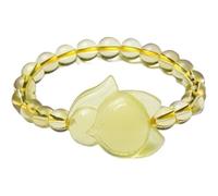 Feng Shui Wealth Amulet Bracelet - Natural Yellow Quartz Crystal Fox God Talisman for Prosperity, Love, and Romantic Relationships(8MM)