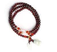 Feng Shui Wealth Bracelet - A Fei Cui Jade Wu Lou Calabash Crystal Bracelet with Garnet and Quartz for Prosperity and Good Luck