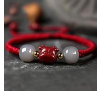 Feng Shui Wealth Bracelet Cinnabar Crystal Hetian Jade Lucky Yeaf of Ox Charm Amulet for 2021 Chakra Gemstone Crystal Bracelet Talisman for Prosperity Money Luck,Smoky Purple Jade Cinnabar (Color : S