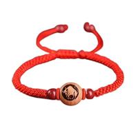 Feng Shui Wealth Bracelet - Cinnabar Crystal Stone & Chinese Zodiac Charm - Adjustable Red String Good Luck Amulet for Prosperity(Red rope tiger)