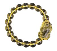 Feng Shui Wealth Bracelet - Citrine Mascot Charm Bracelet for Prosperity and Good Luck - Natural Yellow Crystal Stretchy Beaded Bracelet(8MM)