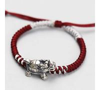 Feng Shui Wealth Bracelet Dragon 999 Pure Silver Bracelet Red Chinese Antique Style Auspicious Lucky Charm Bangle Prosperity for Money Good Luck Longevity/1948