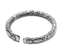 Feng Shui Wealth Bracelet for Men - S925 Pure Silver Ruyi Golden Hoop Bar Vintage Hand-Woven Talisman for Prosperity and Good Luck (16CM/18CM)(Black,16CM)