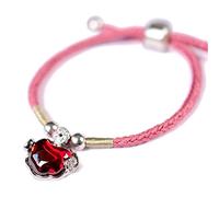 Feng Shui Wealth Bracelet for Protection S925 Pure Silver Garnet Hulu Money Bag Long Life Lock Bracelet Adjustable Attract Good Luck Ward Off Evil,Long life lock