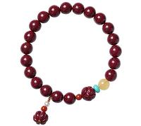 Feng Shui Wealth Bracelet for Women Natural Cinnabar Pumpkin Beads Lotus Beads Bracelet Stretchy Bangle Hand Carved Mantra Bead Talisman for Prosperity Money Good Luck