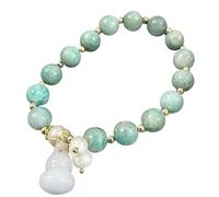Feng Shui Wealth Bracelet - Hetian Nephrite Jade & Amazonite Beaded Bangle for Prosperity, Luck, and Longevity