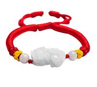 Feng Shui wealth Bracelet,Jade bead bracelet,Lucky Charm Handmade Red Rope String Bracelet Feng Shui Chinese Gifts for Attract Money for Good Fortune Courageous Wealth Bring Prosperity Cinnabar