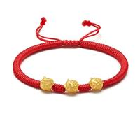 Feng Shui Wealth Bracelet - Mascot Dragon Red String Bracelet for Good Luck & Prosperity - Handmade Adjustable Amulet for Men and Women(Red rope pixiu)