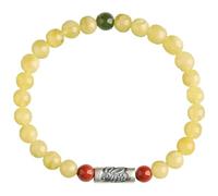 Feng Shui Wealth Bracelet - Natural Hetian Jade & Pure Silver Charm - Good Luck Amulet for Prosperity - Unisex Zodiac Animals Bracelet(Amber,Rabbit)
