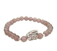 Feng Shui Wealth Bracelet - Natural Obsidian & Agate Crystal Bracelet with Pure Silver Charm - Good Luck Amulet for Zodiac Rabbit(Grey Agate)