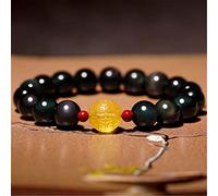 Feng Shui Wealth Bracelet Natural Obsidian Cinnabar Heart Sutra Buddha Beads Lucky Charms Attract Good Luck Money Love Jade Bangle Gift for Men/Women,8mm Cinnabar (Size : 10mm)