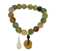 Feng Shui Wealth Bracelet Peacock Agate Harmony Buckle/Ancient Coin Charm Natural Crystal Bracelet Spiritual Healing Chakra Gems Lucky Wealth Amulet Talisman for Prosperity Money Luck/1988