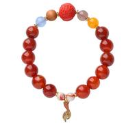 Feng Shui Wealth Bracelet Red Dragon Scale Agate Bracelet Strong Talisman for 2024 Years of 9-Purple Star Luck Cinnabar Multi-Gem Quartz Bracelet Prosperity Luck Money Attraction/2104